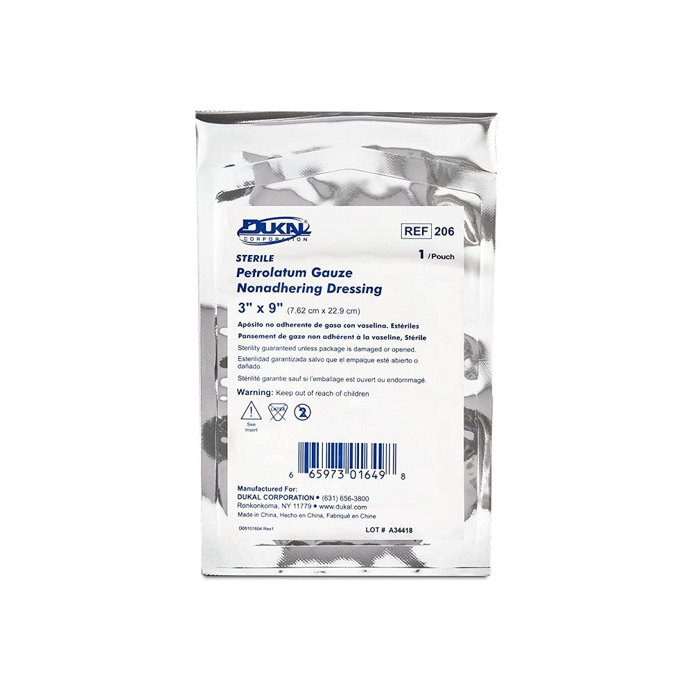 Dukal Petrolatum Dressing 3x9 inch skin care dressings in a 50-count package for wound protection and skin healing.