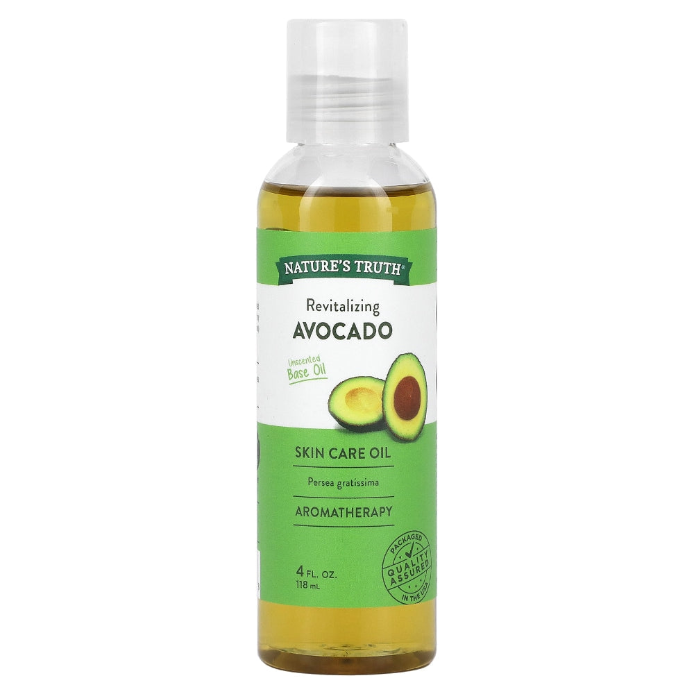 Revitalizing avocado-based skin care oil in a 4 oz bottle from Nature's Truth for nourishing and moisturizing skin.