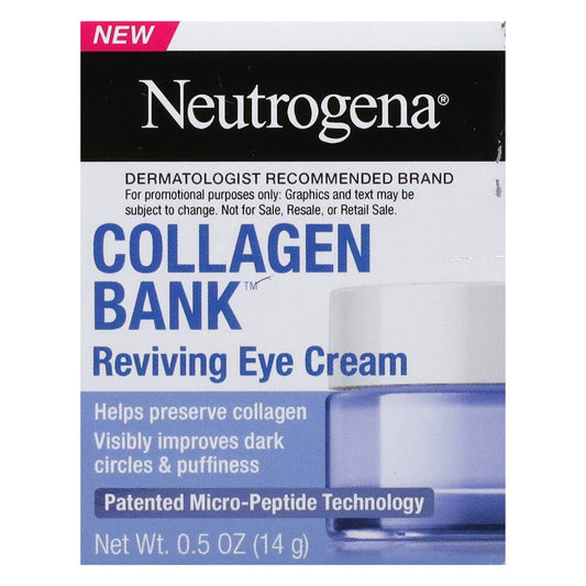 Neutrogena Collagen Bank Reviving Eye Gel Cream in 0.5 oz jar, hydrating skincare product for brightening and reducing puffiness