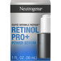 Neutrogena Rapid Wrinkle Repair Retinol Pro+ 0.5% facial serum in a 1 oz bottle, skincare product with sleek packaging.