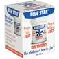North Coast Brewing Blue Star Ointment skin care product in a jar, featuring a blue and white label, designed for skin relief.