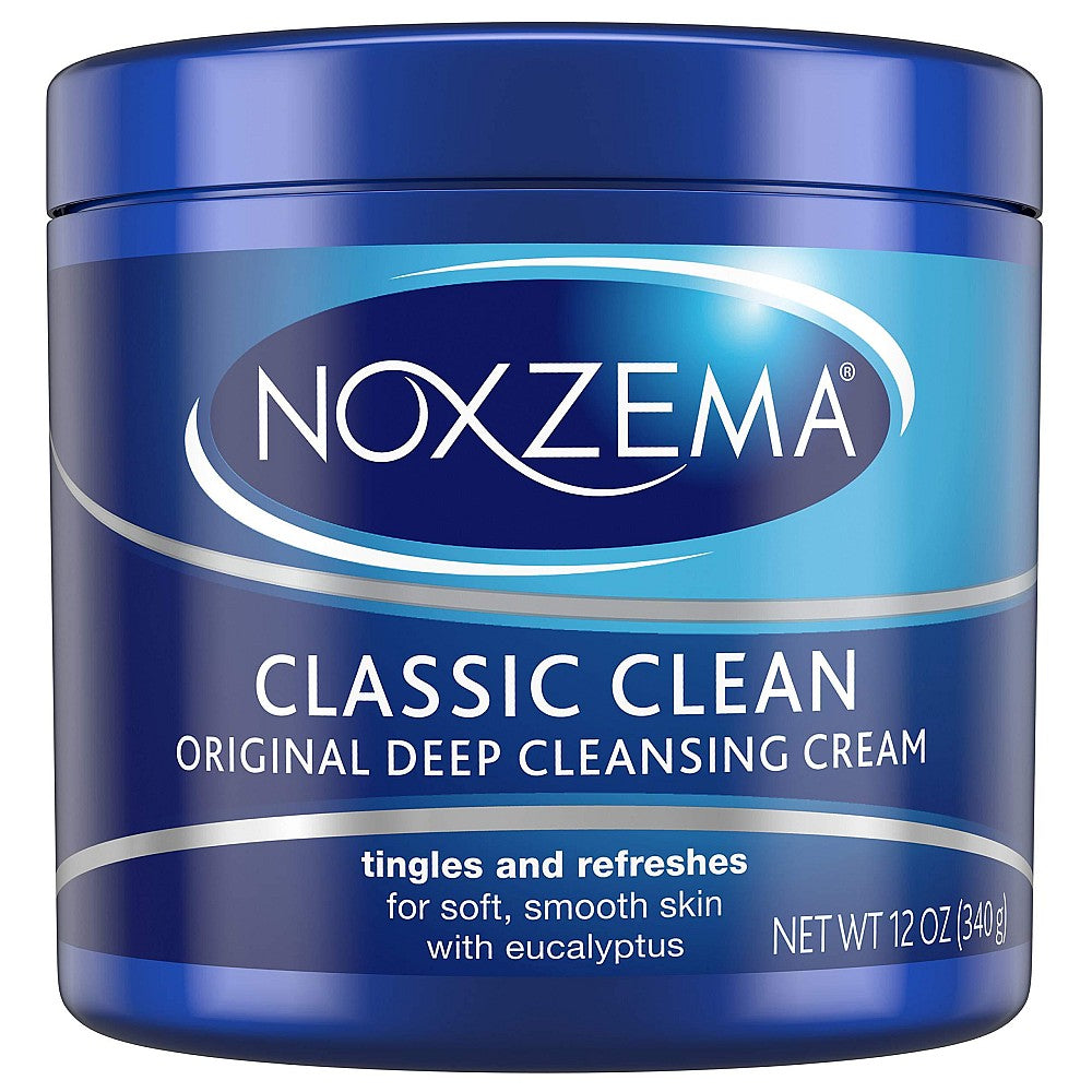 Noxzema Classic Clean Original Deep Cleansing Cream in 12oz jar, skin care product with cooling, creamy formula for deep cleansing