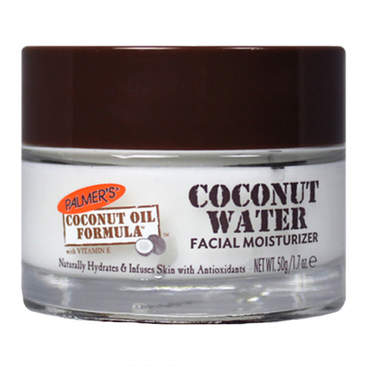 Palmer's Coconut Water Hydrate Facial Moisturizer in 1.7 oz tube, skincare product with white and green packaging, fresh and hydrating.