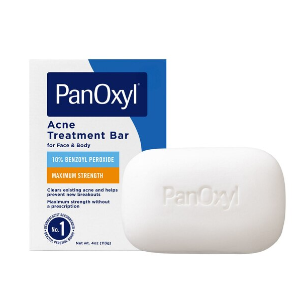 PanOxyl Acne Treatment Bar Max Strength 10% Benzoyl Peroxide, 4 oz, skin care product for acne relief