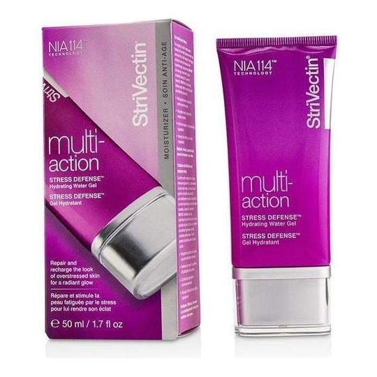 StriVectin Stress Defense Hydrating Water Gel in 1.7 oz jar, a soothing skincare product with a gel texture for hydration.