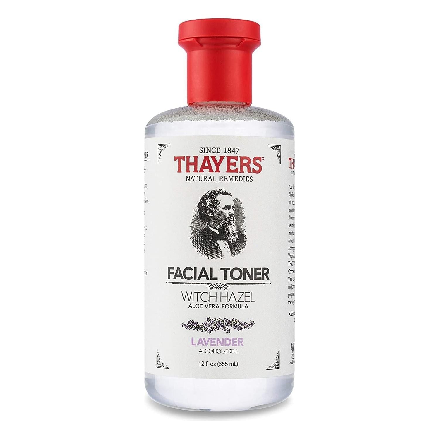 Thayers Witch Hazel with Aloe Vera and Lavender skin care bottle, 12 oz, natural toner for soothing and refreshing skin.