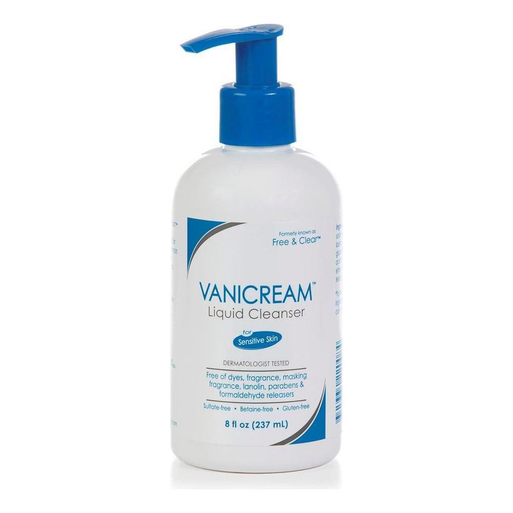 Vanicream Free & Clear Liquid Cleanser for Sensitive Skin in 237ml bottle, gentle skin care product for sensitive skin.