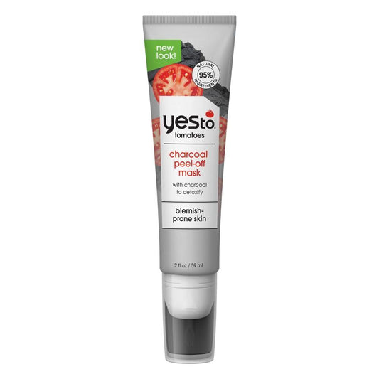 Yes To Tomatoes charcoal peel-off mask for blemish-prone skin, 2 oz, designed to purify and refresh skin.