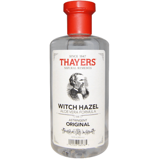 Thayers Witch Hazel with Aloe Vera alcohol-free skin care product in 12 oz bottle, natural toner for soothing skin.