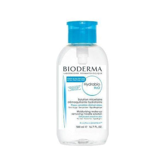 Bioderma Hydrabio H2O Micellar Water skin cleanser for sensitive skin, 16.9 oz bottle with gentle makeup removal and hydrating formula.