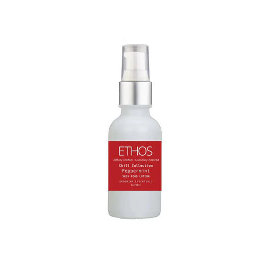 Pasteur Pharmacy Ethos Grooming Essentials Peppermint Skin Food Lotion 2 oz, moisturizing skin care product with peppermint scent