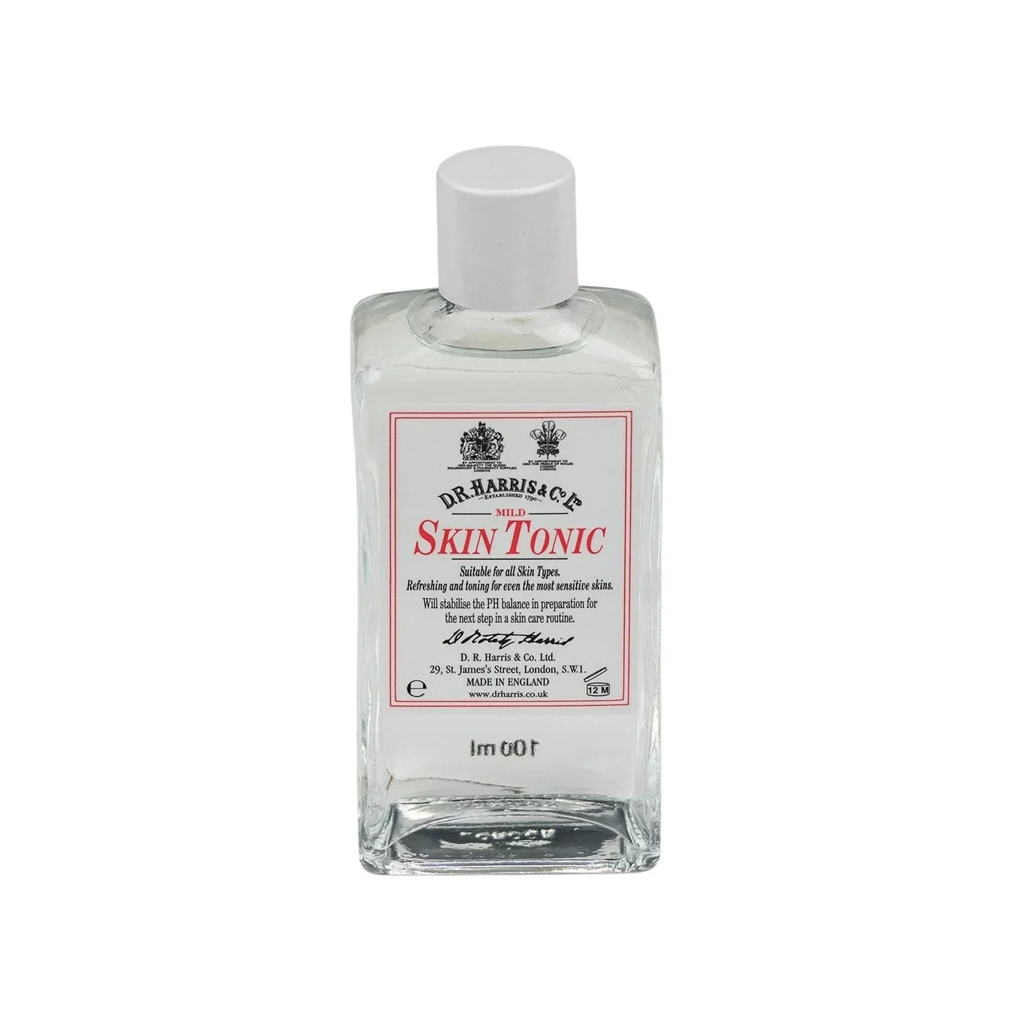 D. R. Harris & Co Mild Skin Tonic in 100ml plastic bottle, gentle facial toner by Pasteur Pharmacy, for refreshing skin care.