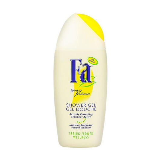Fa Spring Flower Shower Gel 250ml from Pasteur Pharmacy, bright floral scent in a clear bottle with a white cap.