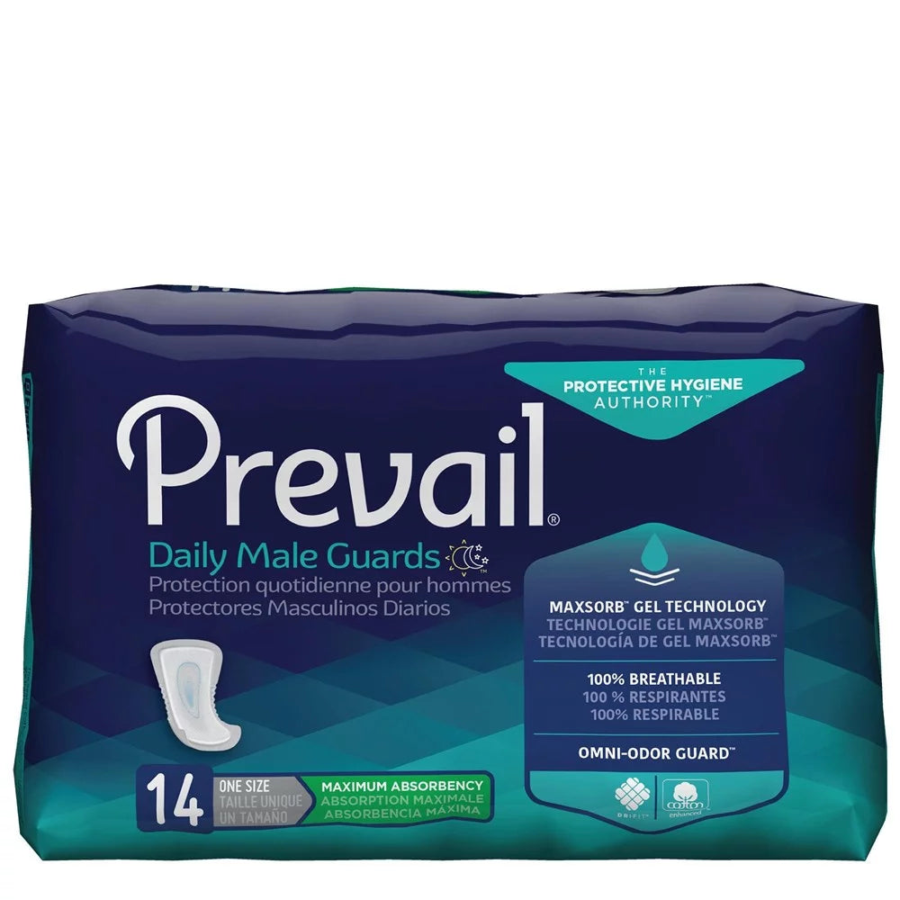 Prevail Daily Male Guards from Pasteur Pharmacy, disposable sneeze guards designed for daily use, in one size.