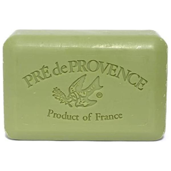 Vegetable soap bar with olive oil and shea butter, enriched, 250g, from Pre De Provence, showcases creamy soap with natural ingredients.