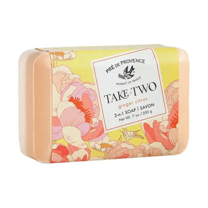 Pre De Provence Ginger Citrus Soap by Pasteur Pharmacy, 7 oz bar with a fresh citrus and ginger scent, wrapped in elegant packaging.