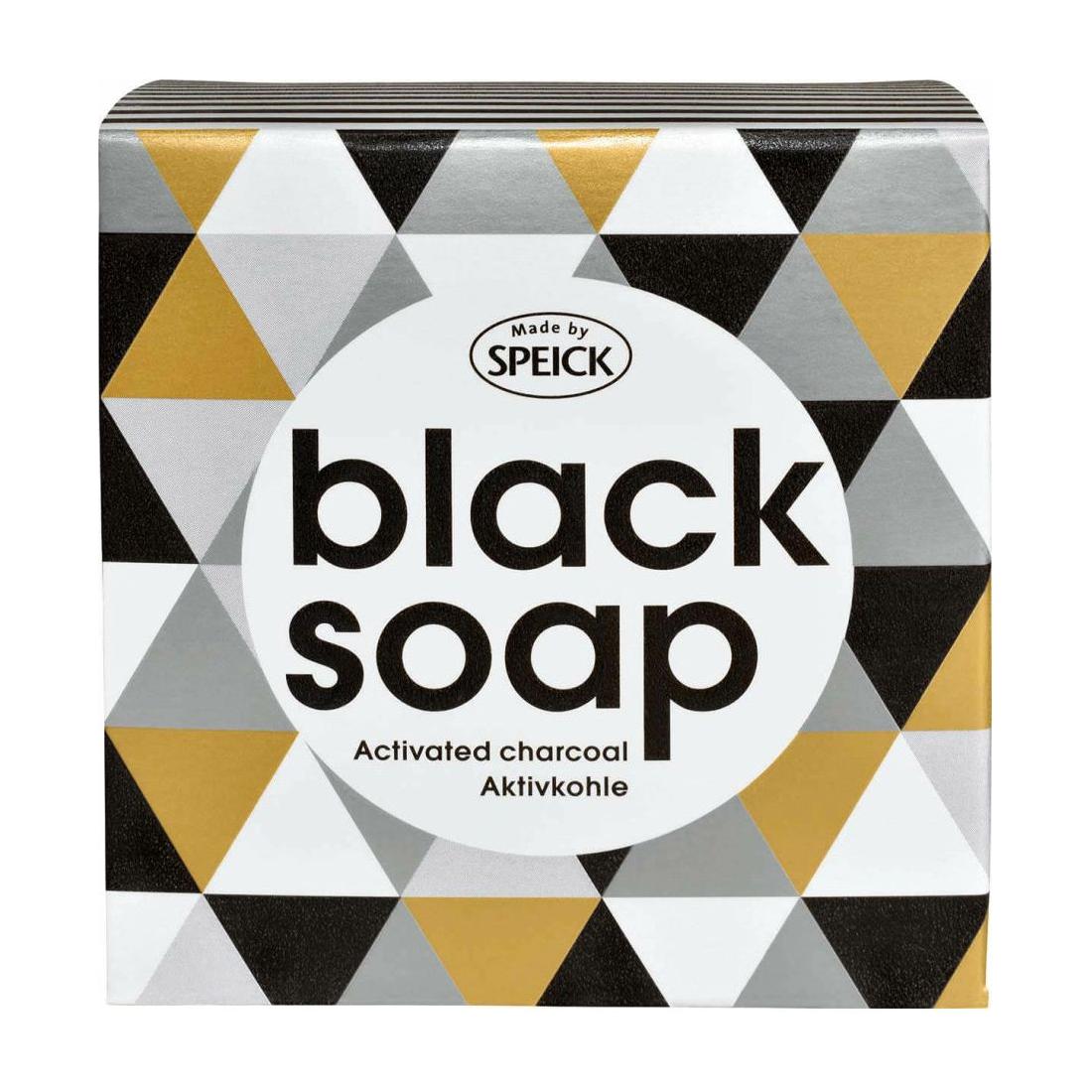 Speick Black Soap with activated charcoal for face and body, 100g, infused with natural ingredients for deep cleansing and detoxifying.