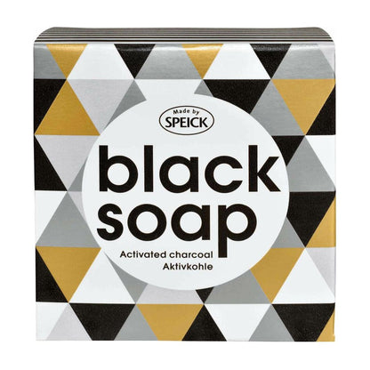 Speick Black Soap with activated charcoal for face and body, 100g, infused with natural ingredients for deep cleansing and detoxifying.