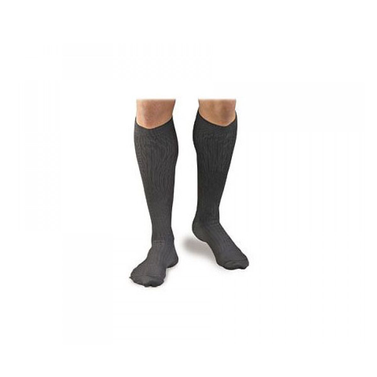 Black Activa men's microfiber pinstripe dress socks with 20-30 mmHg compression for improved circulation.
