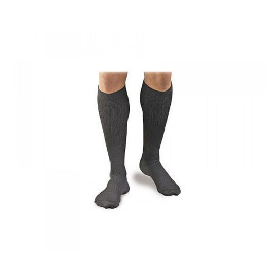 Black Activa men's microfiber pinstripe dress socks with 20-30 mmHg compression for improved circulation.
