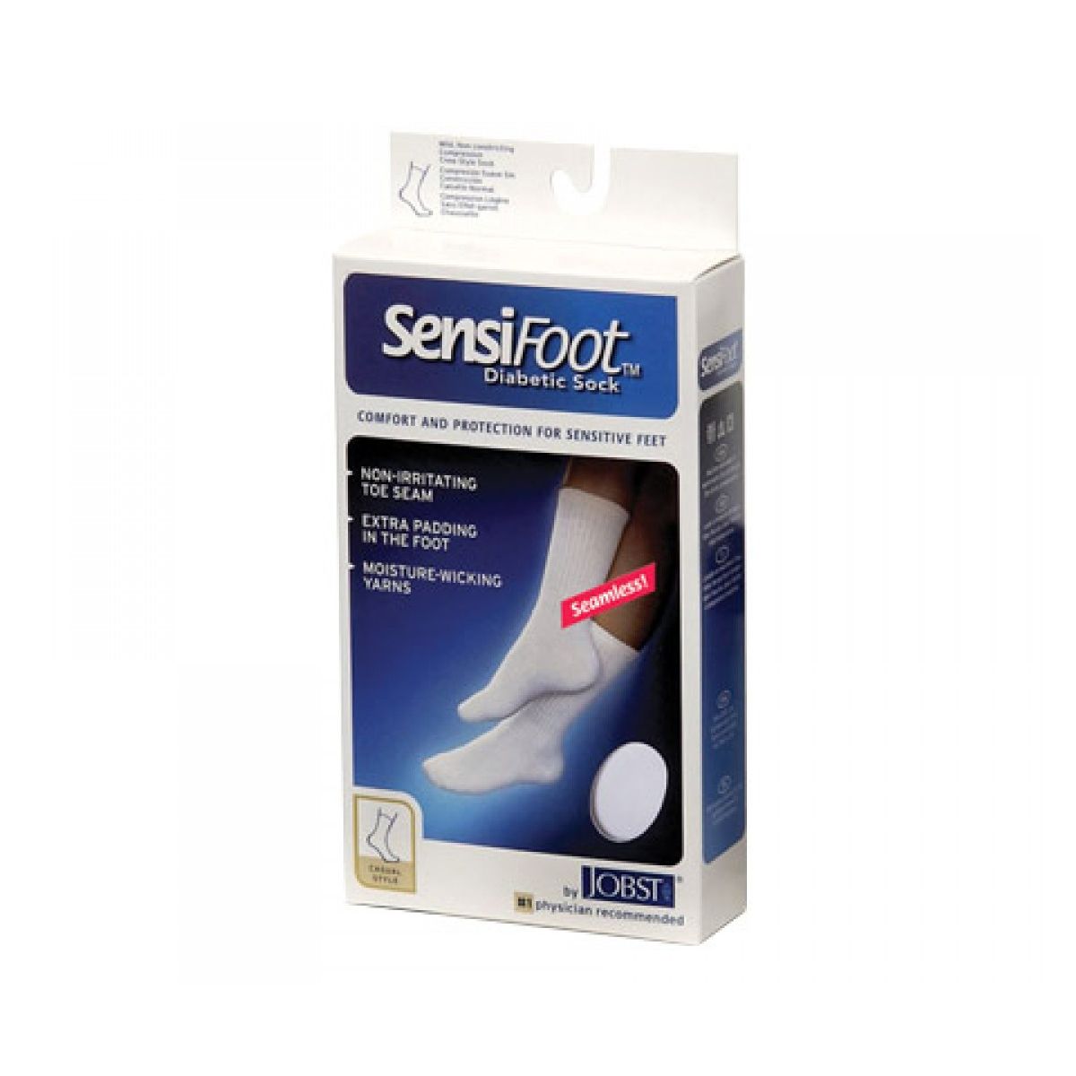 Black Jobst Sensifoot diabetic crew socks in medium size, designed for comfort and support for diabetic feet.