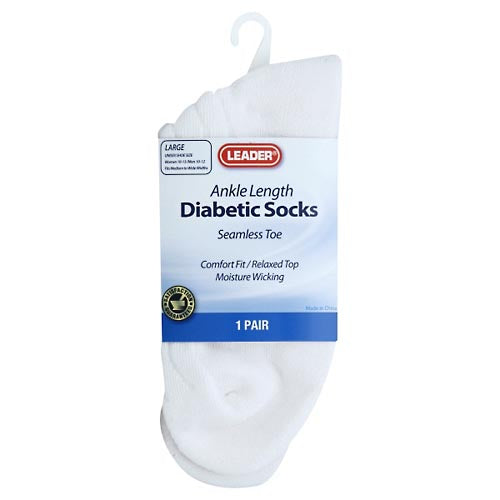 White Leader™ Diabetic Ankle Socks for men, large size, comfortable and breathable, perfect for everyday wear and foot health.