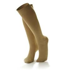 Medium wheat Dr. Comfort women's micro-nylon knee-high socks, casual trouser style, soft and comfortable for everyday wear.