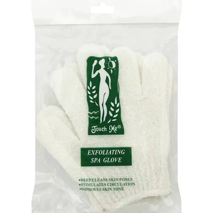 Nylon spa gloves by Pasteur Pharmacy, Touch Me model, showing soft, flexible gloves for skincare and spa treatments.