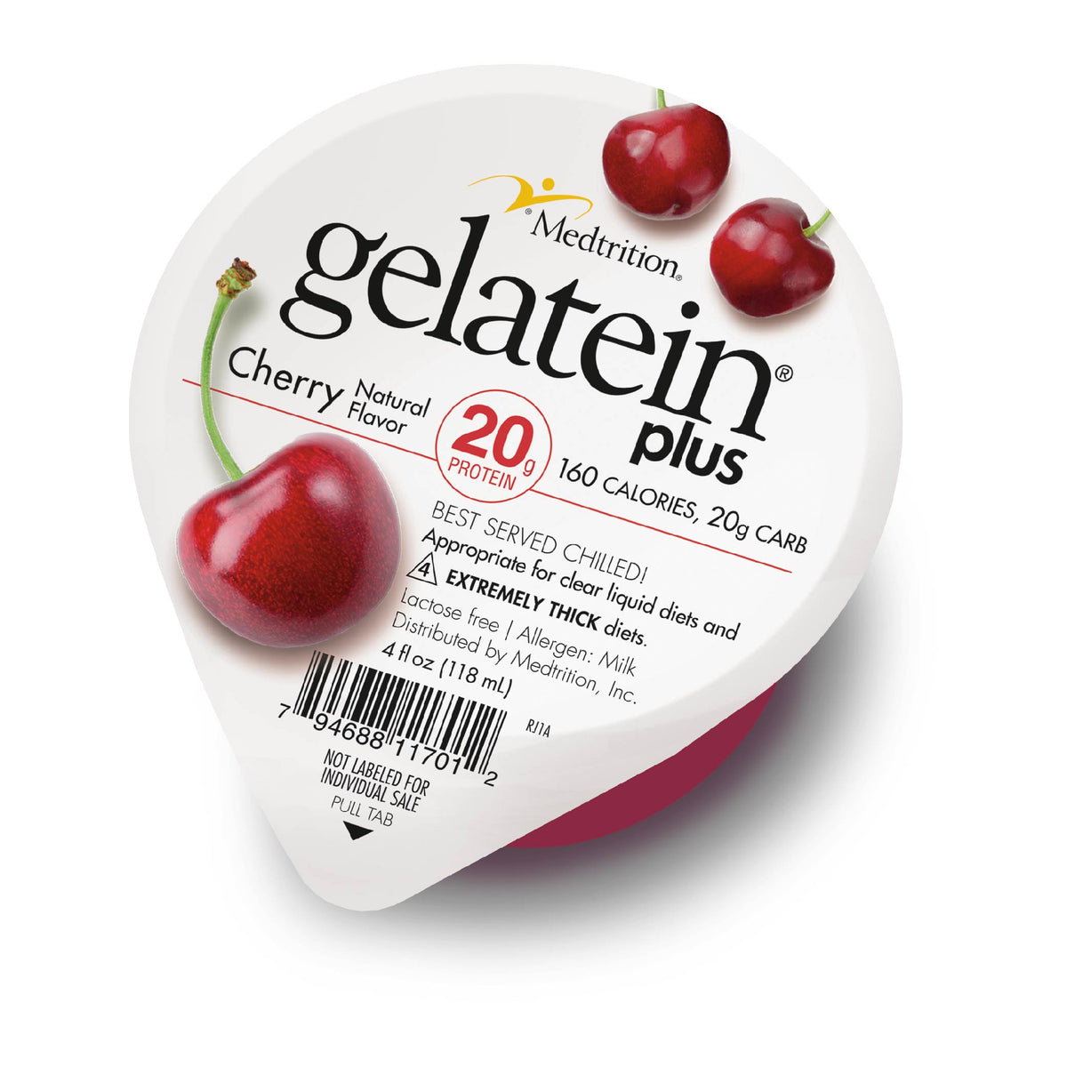 Medtrition Gelatein Plus Pineapple high-protein gelatin specimen cup from Pasteur Pharmacy, 4-ounce size, ready for sample collection.
