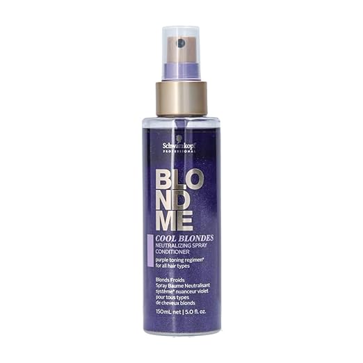 Schwarzkopf BlondMe Color Correction Spray Conditioner Cool 150ml, spray bottle for hair color correction and conditioning.