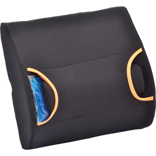 Nova back cushion with hot and cold pack for stadium seats and cushions by Pasteur Pharmacy, showing ergonomic design and integrated pack