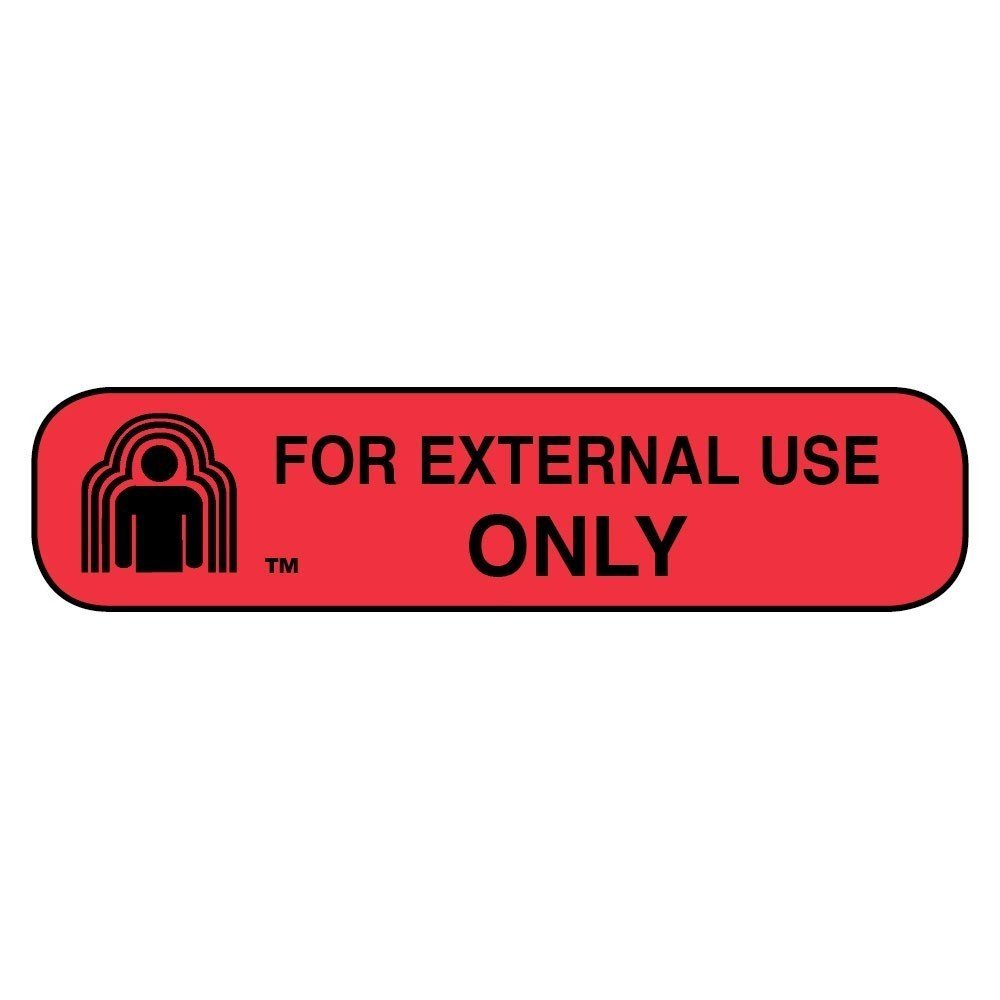 Pasteur Pharmacy apothecary labels for external use only, featuring clear, professional stationery design for medication labeling.
