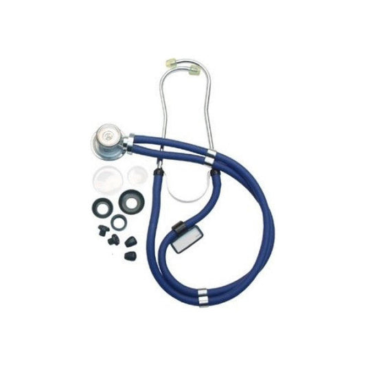 Blue Graham Field Sprague Rappaport-Type Stethoscope, 22-inch length, used for medical auscultation and patient assessment.