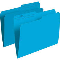 California Blue file folders by Pasteur Pharmacy, letter size, set of 100 for storage and organization.