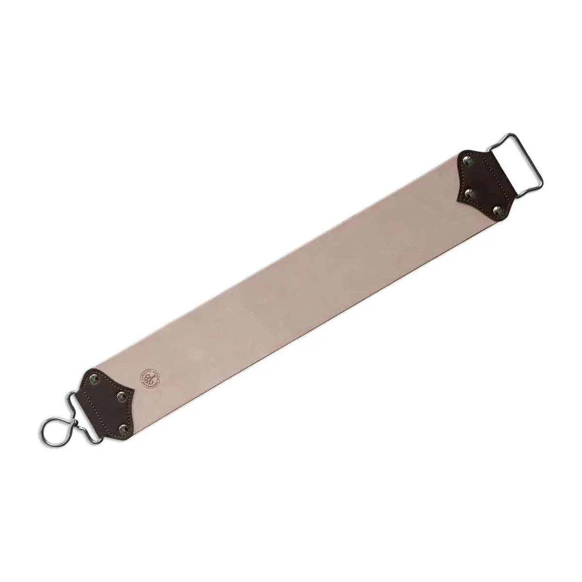 Boker extra wide straight razor strop with handle, 57cm, for sharpening straight razors, made by Pasteur Pharmacy.