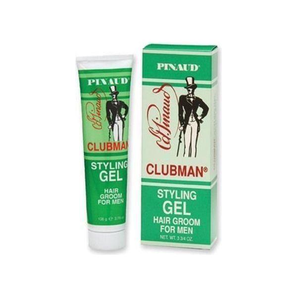 Pasteur Pharmacy Clubman Styling Gel tube, 3.75 oz, showcasing the clear gel inside the tube with branding on the packaging.