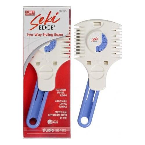 Seki Edge Two-Way Styling Razor SS-702, a professional grooming tool with precision blades for styling and shaving hair.