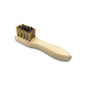 Dural suede brush with brass bristles and beech wood handle, designed for cleaning and caring for suede footwear.