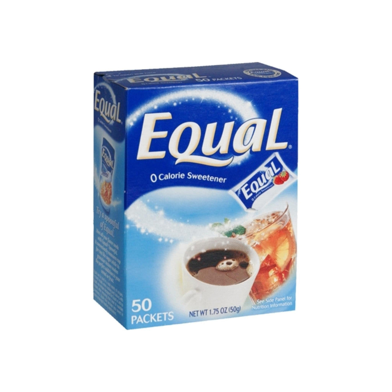 Equal Zero Calorie Sweetener original flavor, 50-pack of sugar and sweetener packets by Pasteur Pharmacy.