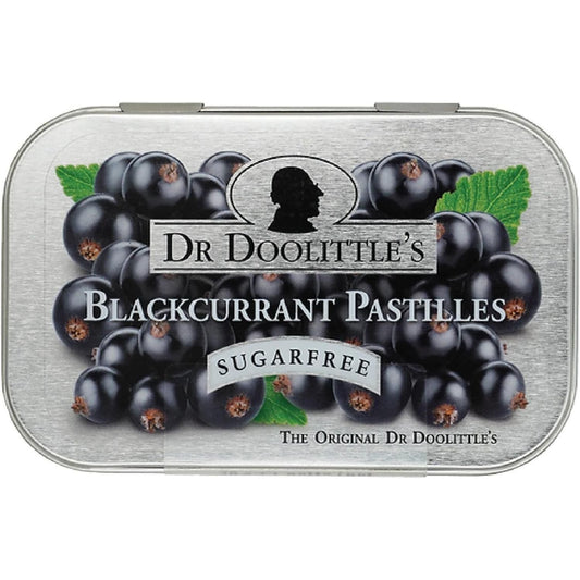 Blackcurrant sugarfree pastilles by Dr Doolittle, 25 count, 60g, soft lozenges from Pasteur Pharmacy.