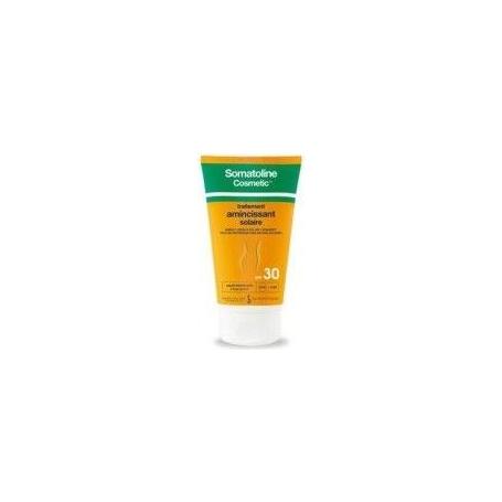 Somatoline Cosmetic Sun Slimming Treatment SPF 30 in 150ml bottle, featuring a sleek design and product label for skin slimming.