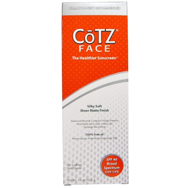 CoTZ Face Lighter Skin Tone SPF 40 sunscreen in 1.5 oz tube, with lightening and sun protection features, by Pasteur Pharmacy