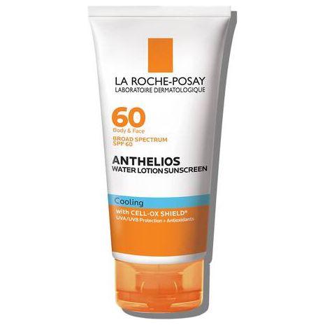 La Roche-Posay Anthelios SPF 60 Cooling Water Lotion Sunscreen 5oz bottle, easy-to-apply sun protection for sensitive skin
