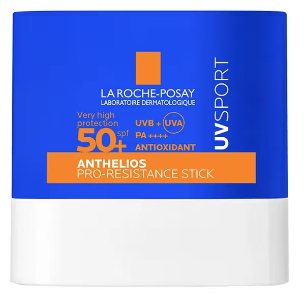 La Roche-Posay Anthelios UV-Sport Sunscreen Stick SPF50+ in 10ml packaging, designed for effective sun protection.