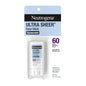 Neutrogena Ultra Sheer Face Stick SPF 60 sunscreen stick with transparent formula and twist-up design for sun protection.