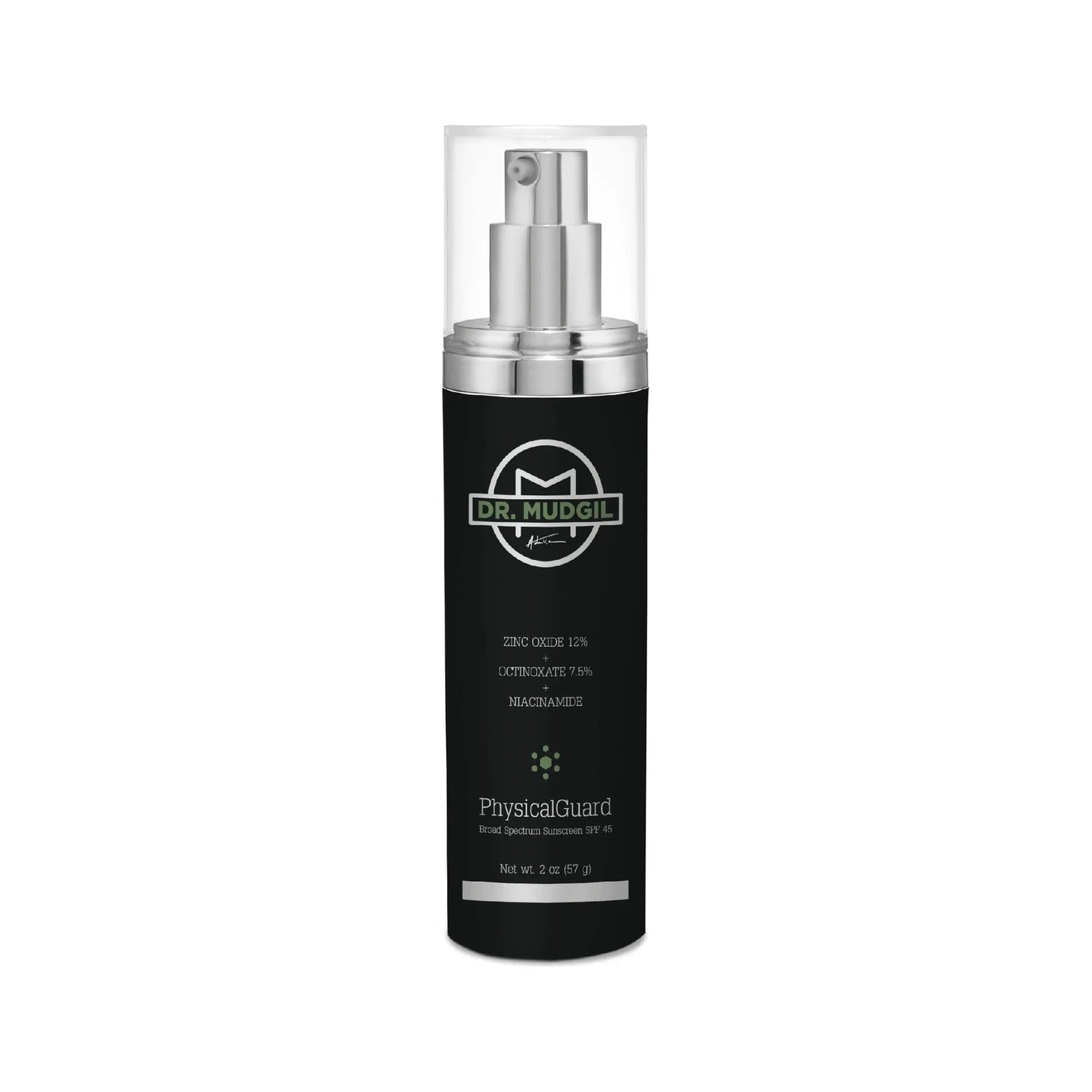 Wholly Kaw Dr. Mudgil PhysicalGuard SPF 45 sunscreen with zinc oxide and octinoxate, dermatologist-approved, 57g.