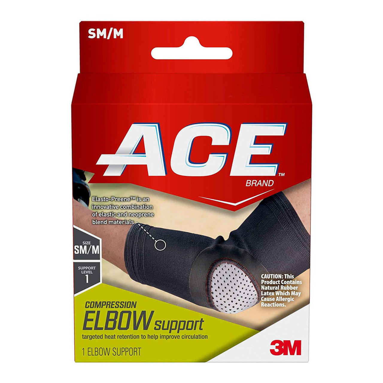 Ace Compression Elbow Support by Pasteur Pharmacy, small/medium support brace for elbow pain relief and stability.