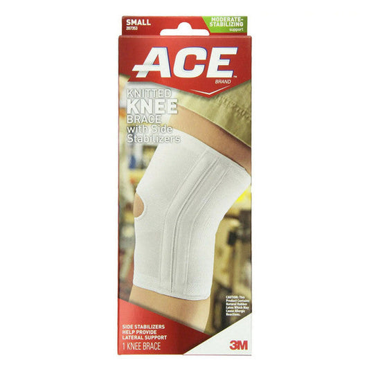 Ace Knitted Knee Brace with Side Stabilizers in small size, providing support and stability for knee injuries or pain relief.