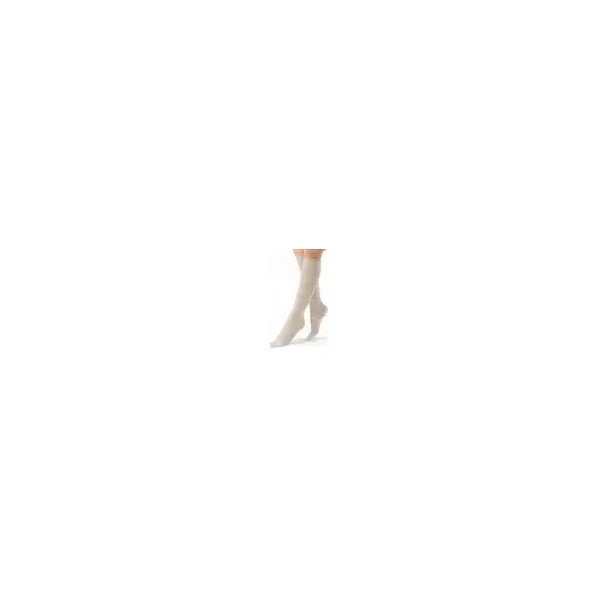 BSN Jobst Sosoft Knee Support 8-15 Brocade Closed Toe in Sand, medium size, provides compression and knee stability