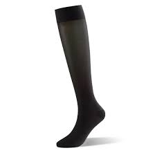 Black women's large Dr. Comfort Select Sheer 15-20 mmHg below knee compression stockings for support and leg comfort.
